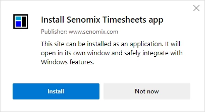 senomix timesheet edge install confirm